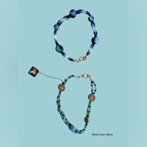 Blue and Green Beaded Bracelet Set